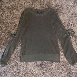 Olive Green Long Sleeve Sweater w/ open arm sleeve